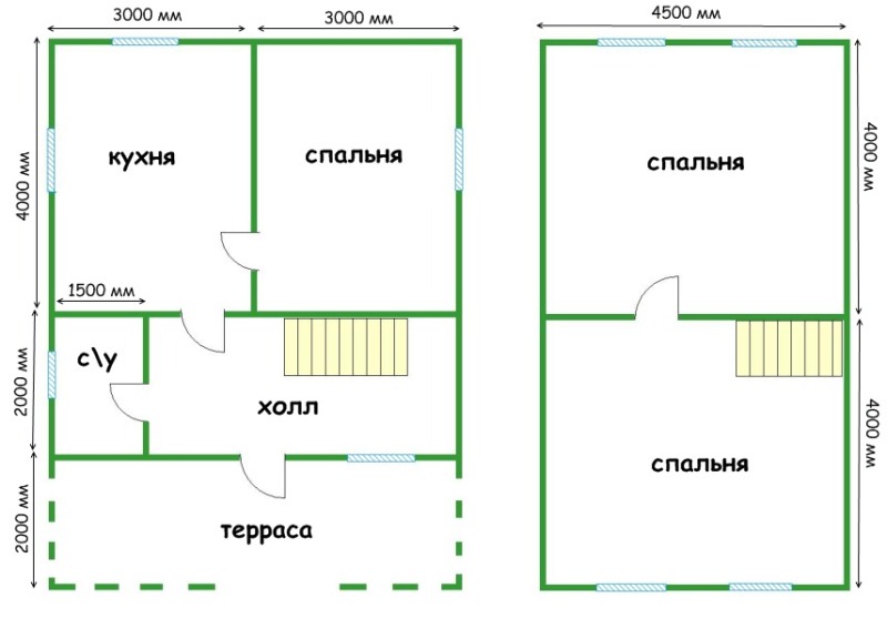 планировка дома из бруса